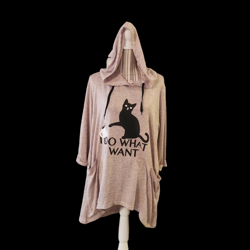 I do what I want, sassy cat hoodie with ears - Picture 1 of 1